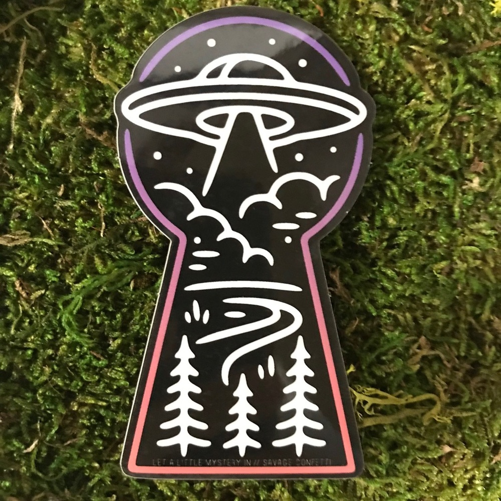 UFO Lock Vinyl Sticker 3” tall NWT